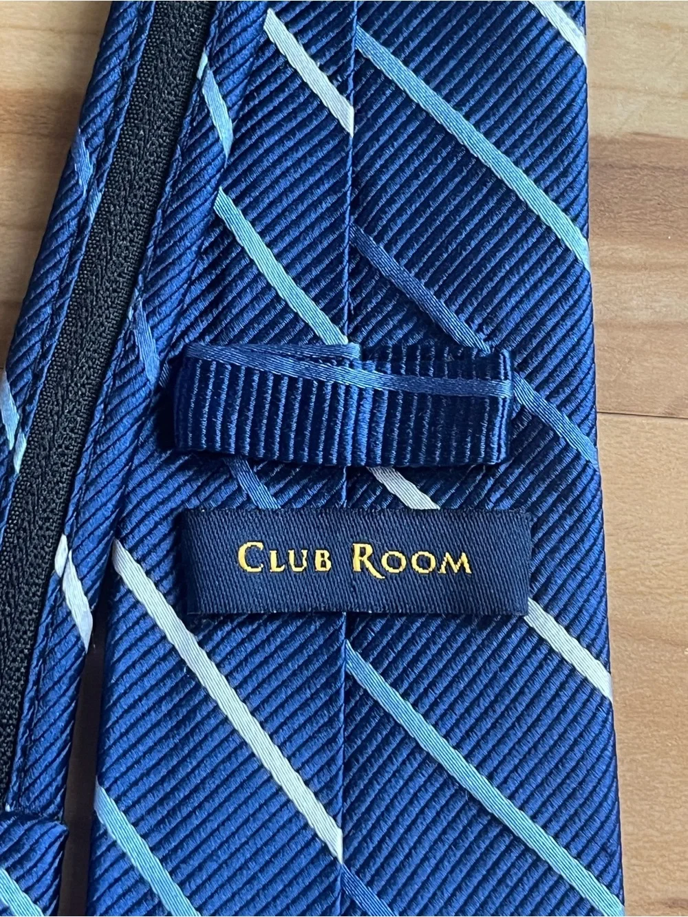 Club Room Boys Navy Blue Striped Pre-Tied Zipper Necktie